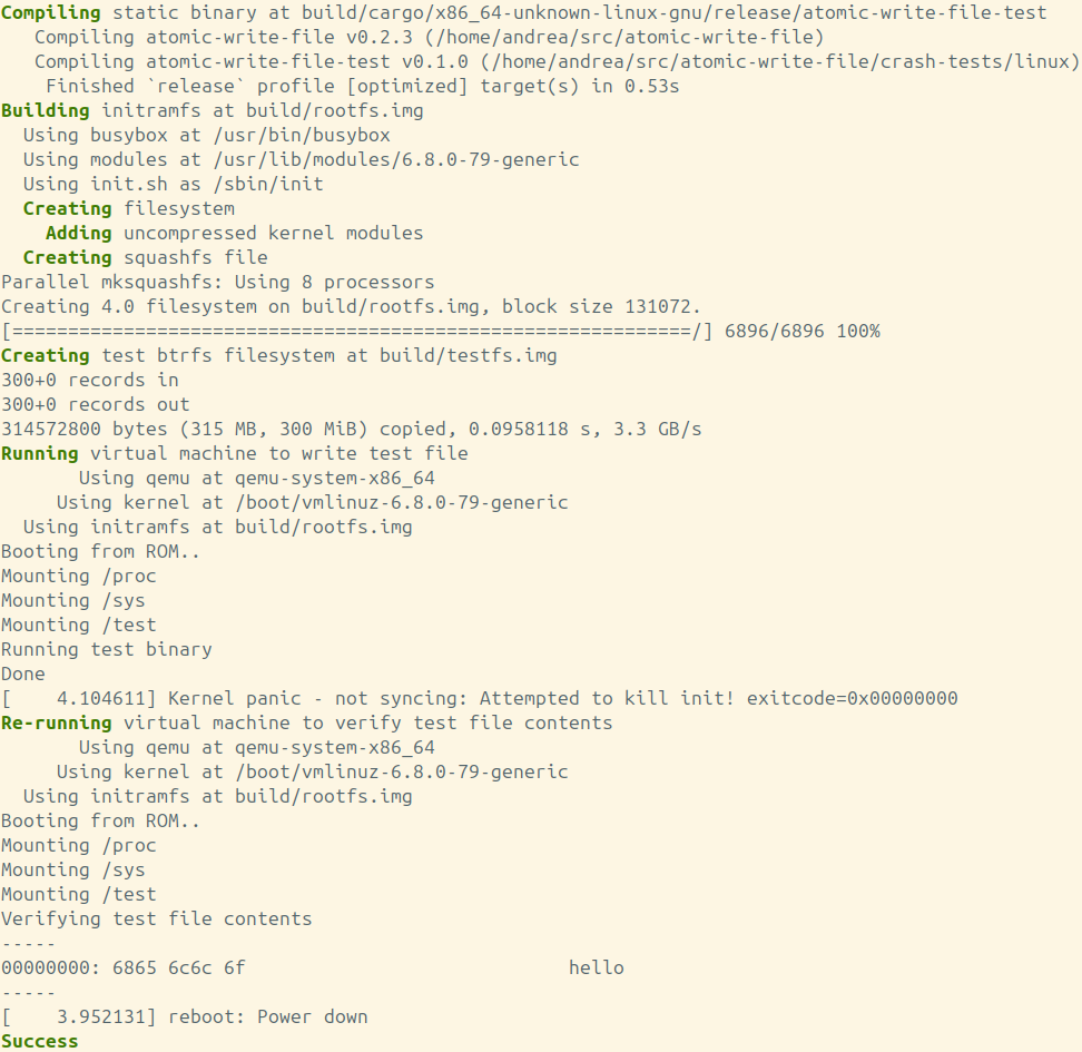 Output showing a success from the test suite
